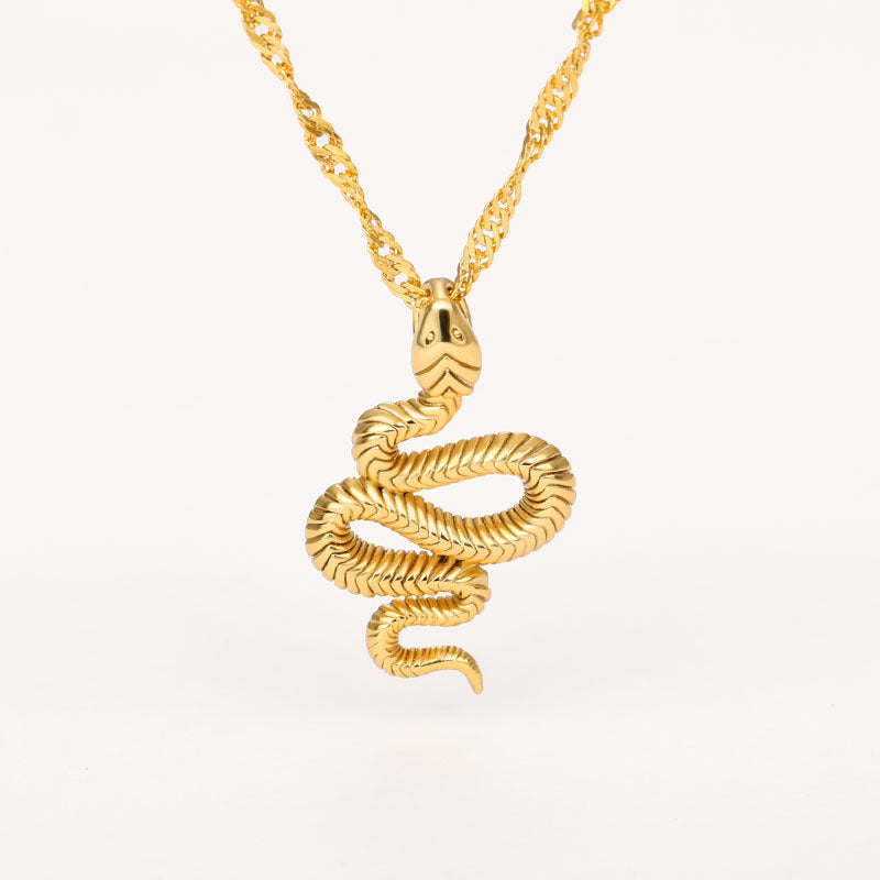 Colliers serpent en acier inoxydable pour femmes et hommes, couleur or et argent, pendentif animal du zodiaque, chaîne de cou, bijoux