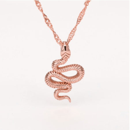 Colliers serpent en acier inoxydable pour femmes et hommes, couleur or et argent, pendentif animal du zodiaque, chaîne de cou, bijoux - LUXARAH