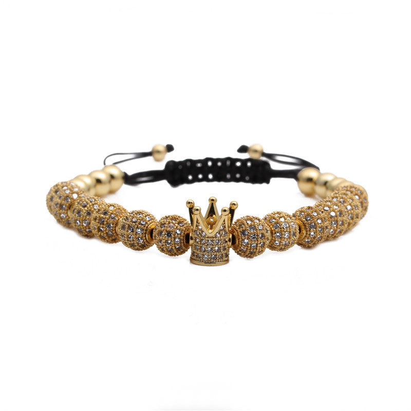 Bracelet ajustable tissé avec micro-incrustations de zircons et strass - LUXARAH