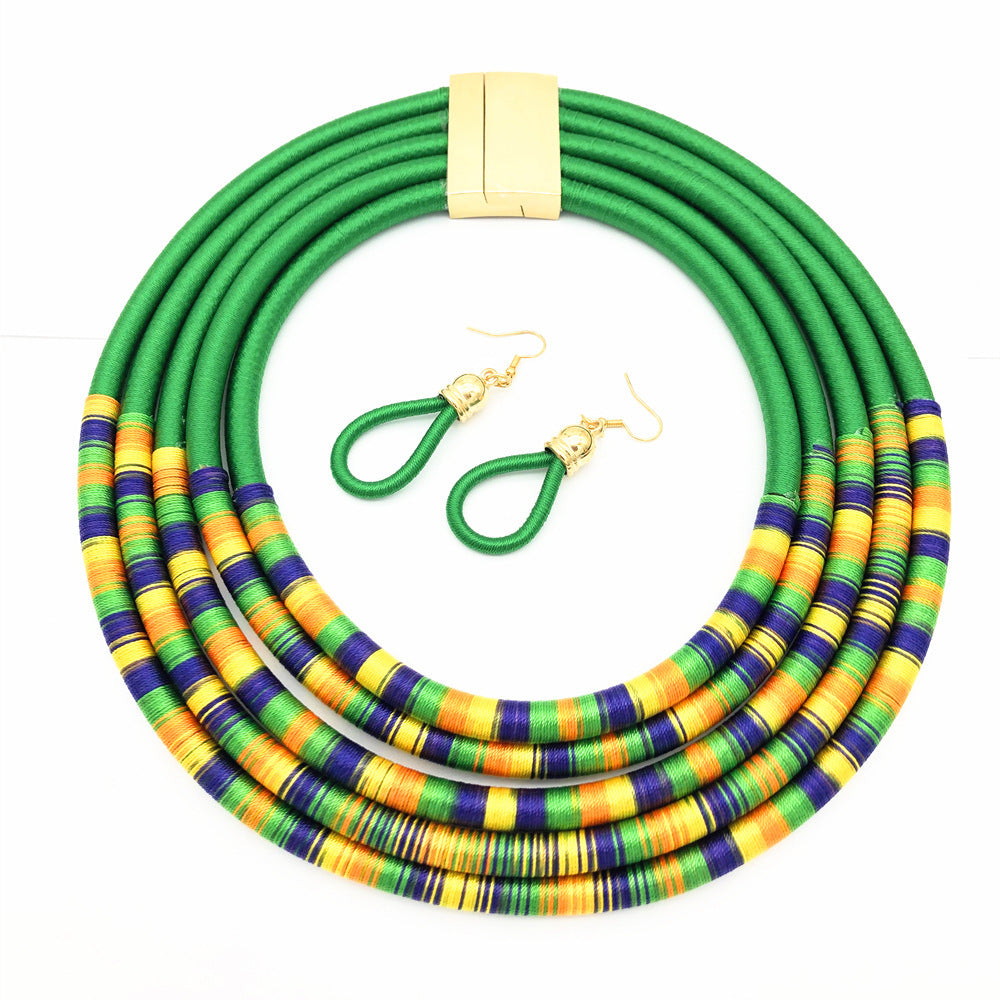 Ensembles de bijoux africains multicouches, colliers ras du cou, boucles d'oreilles