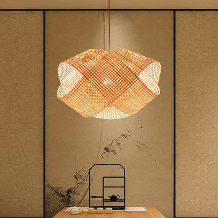 Lampe en bambou tissée en bambou Lustre décoratif créatif - LUXARAH