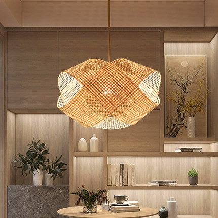 Lampe en bambou tissée en bambou Lustre décoratif créatif - LUXARAH