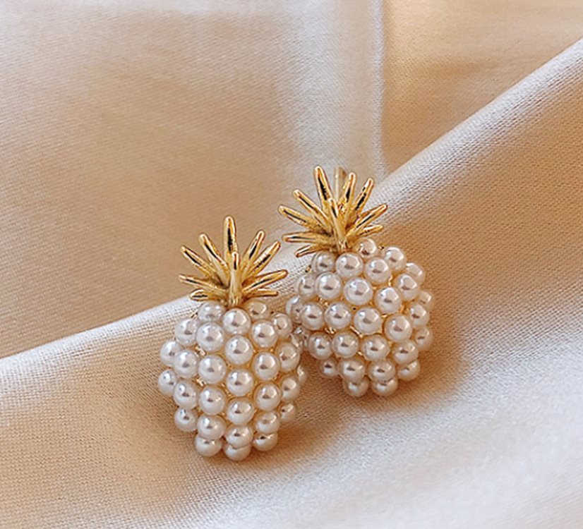 Boucles d'oreilles ananas, étoile de mer perle