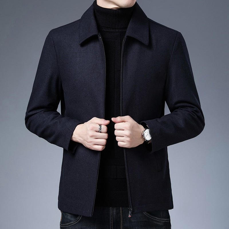 Veste à col polo, manteau à fermeture éclair, style basique