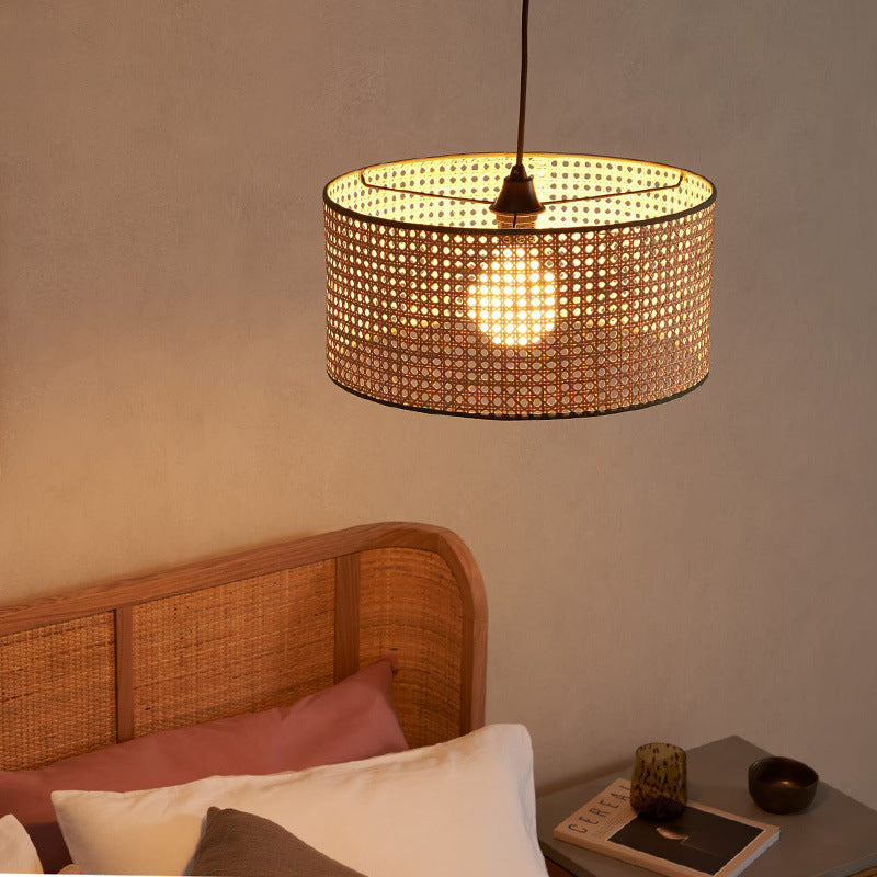 Plafonnier japonais en rotin style nordique pour chambre à coucher et salle à manger - LUXARAH