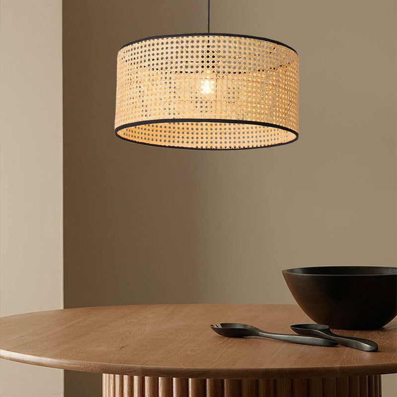 Plafonnier japonais en rotin style nordique pour chambre à coucher et salle à manger - LUXARAH