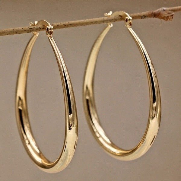 Bijoux Chic Boucles d'oreilles géométriques ovales en acier inoxydable - Élégance moderne et audacieuse