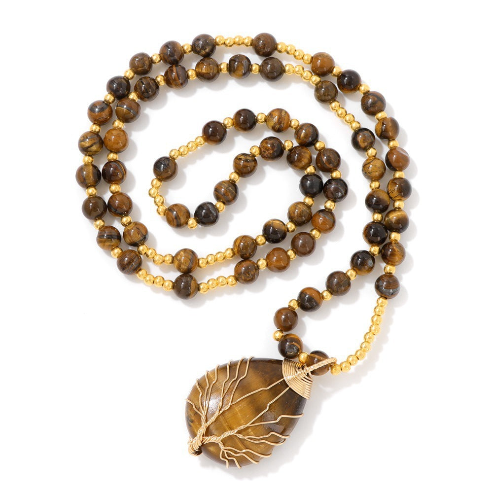 Colliers pour hommes et femmes avec pendentif en pierre et cordon élastique, style plage et bord de mer - LUXARAH