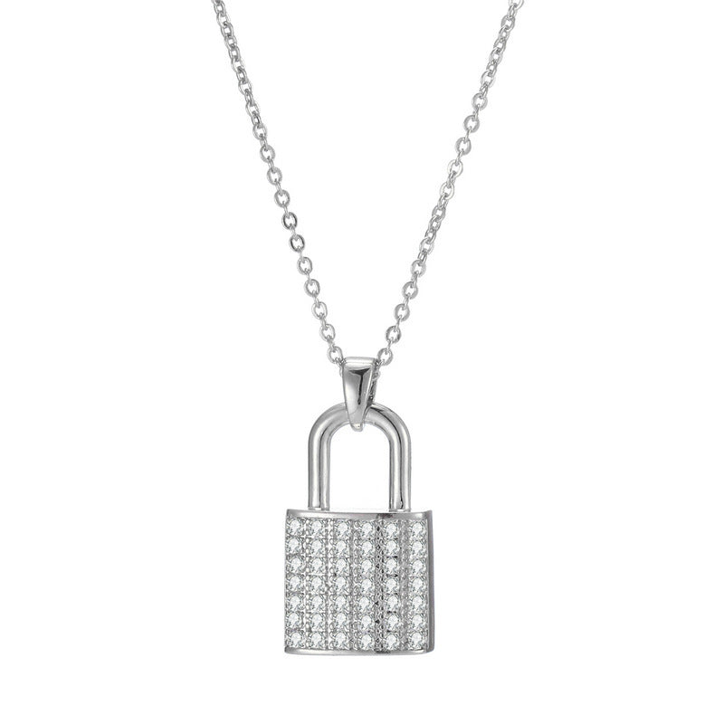 Colliers de luxe avec cadenas en zircon pour amoureux
