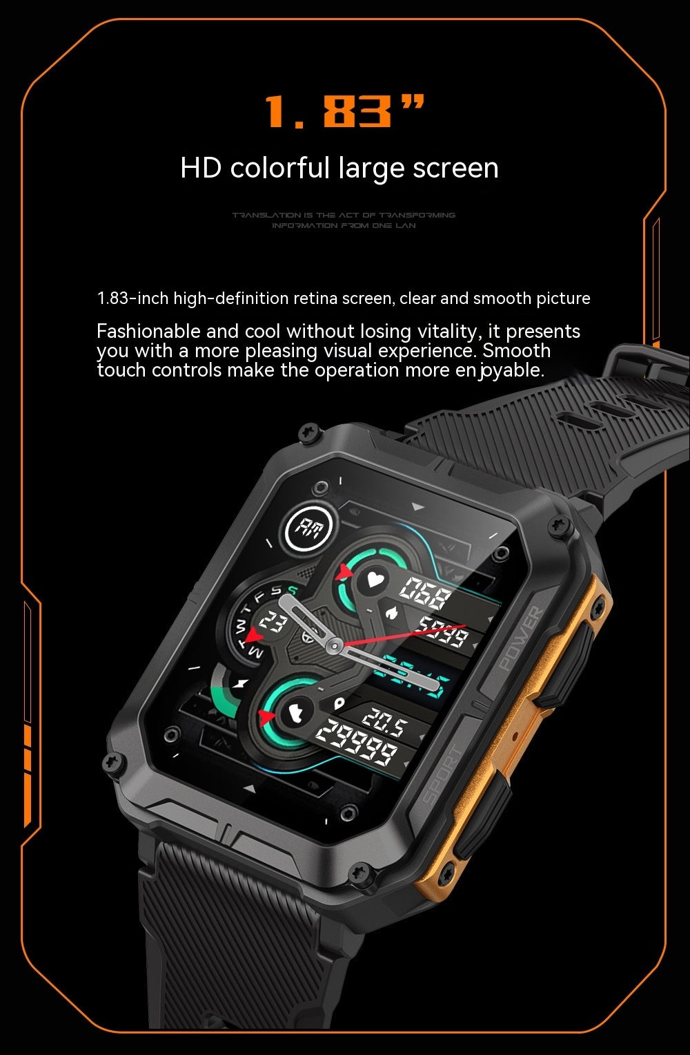 Montre intelligente d'extérieur étanche avec trois fonctions de prévention des appels Bluetooth - LUXARAH