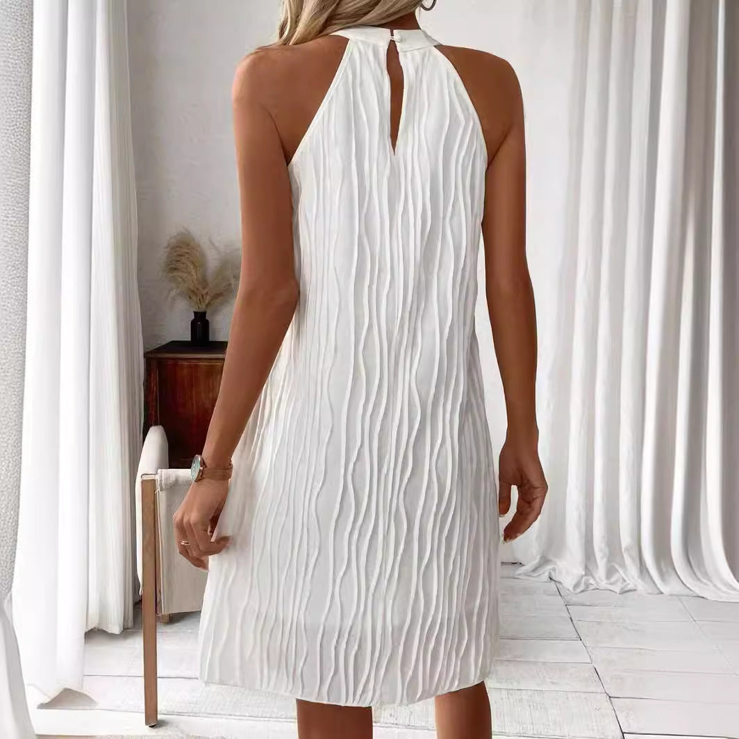 Robes tendance, couleur pure, dos nu, col licou - LUXARAH