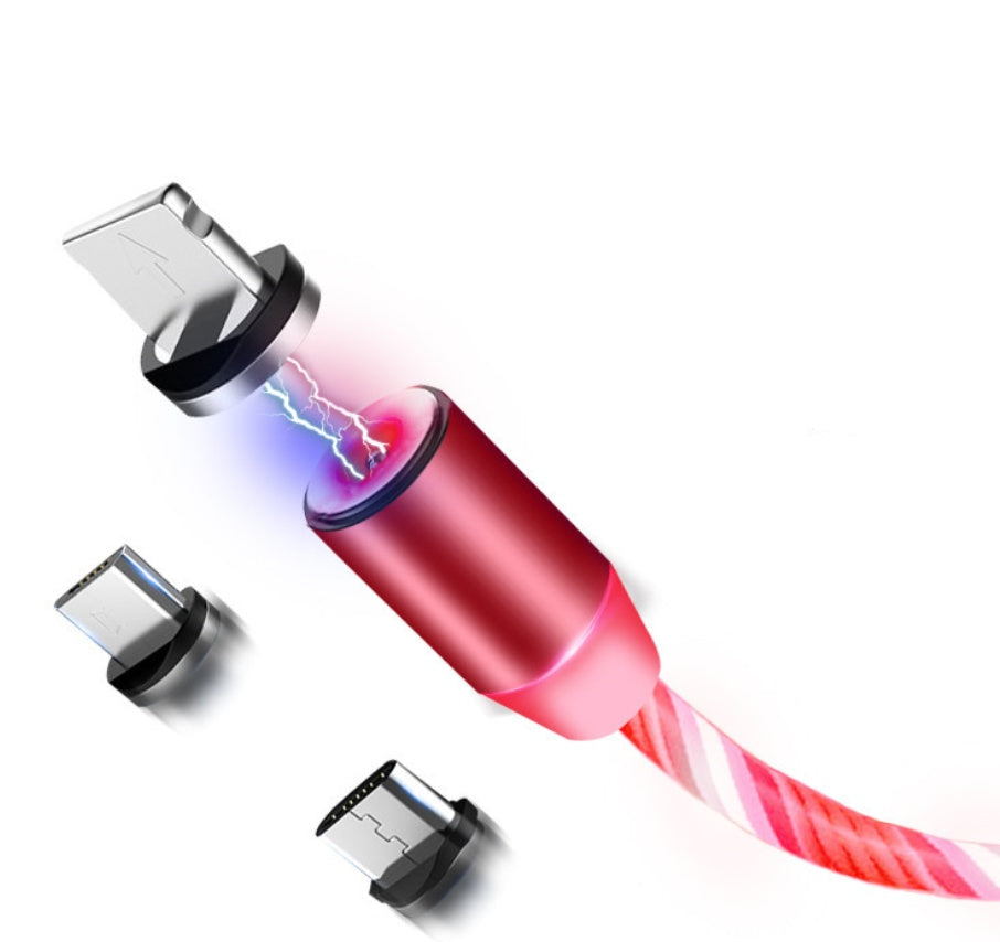 Câble de données magnétique, Flowing Light, compatible avec Apple, compatible avec iPhone et Android, type C