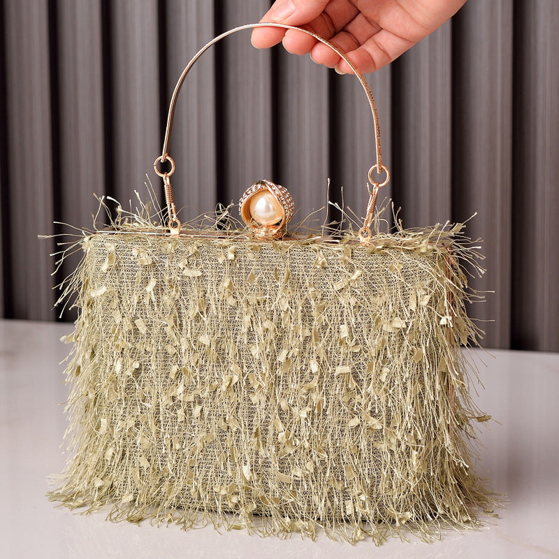 Sacs à main à pompon pour femmes, sac de soirée, sac de soirée, sac carré de luxe, sac à bandoulière pour dames - LUXARAH
