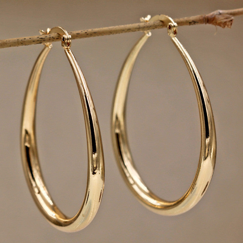 Bijoux Chic Boucles d'oreilles géométriques ovales en acier inoxydable - Élégance moderne et audacieuse