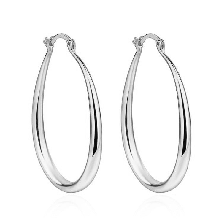 Bijoux Chic Boucles d'oreilles géométriques ovales en acier inoxydable - Élégance moderne et audacieuse