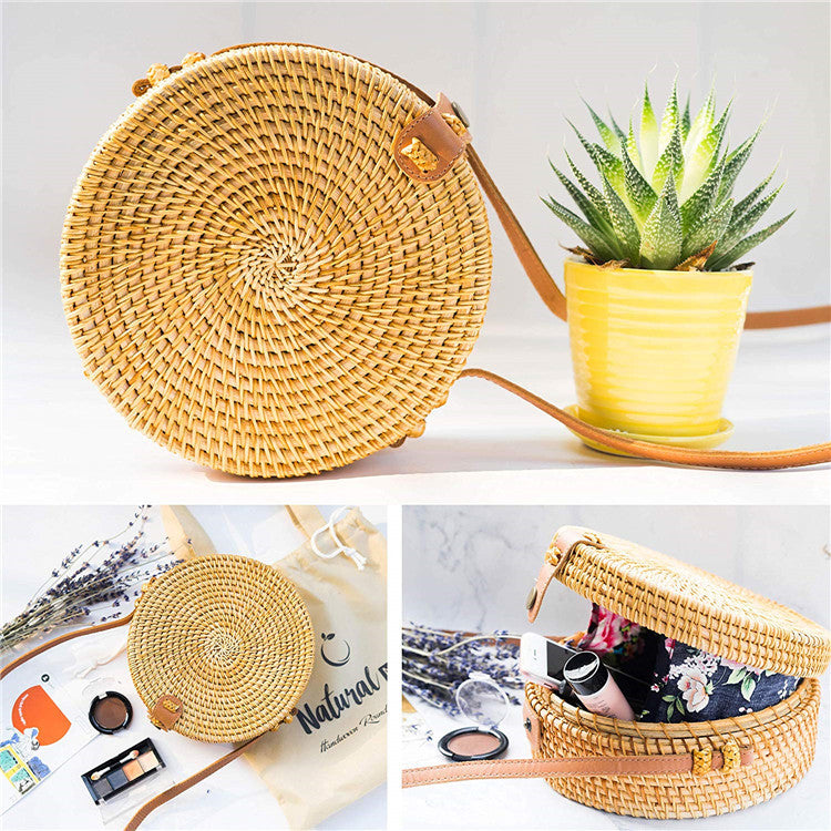 Sac de plage en rotin pour voyage, vacances, loisirs