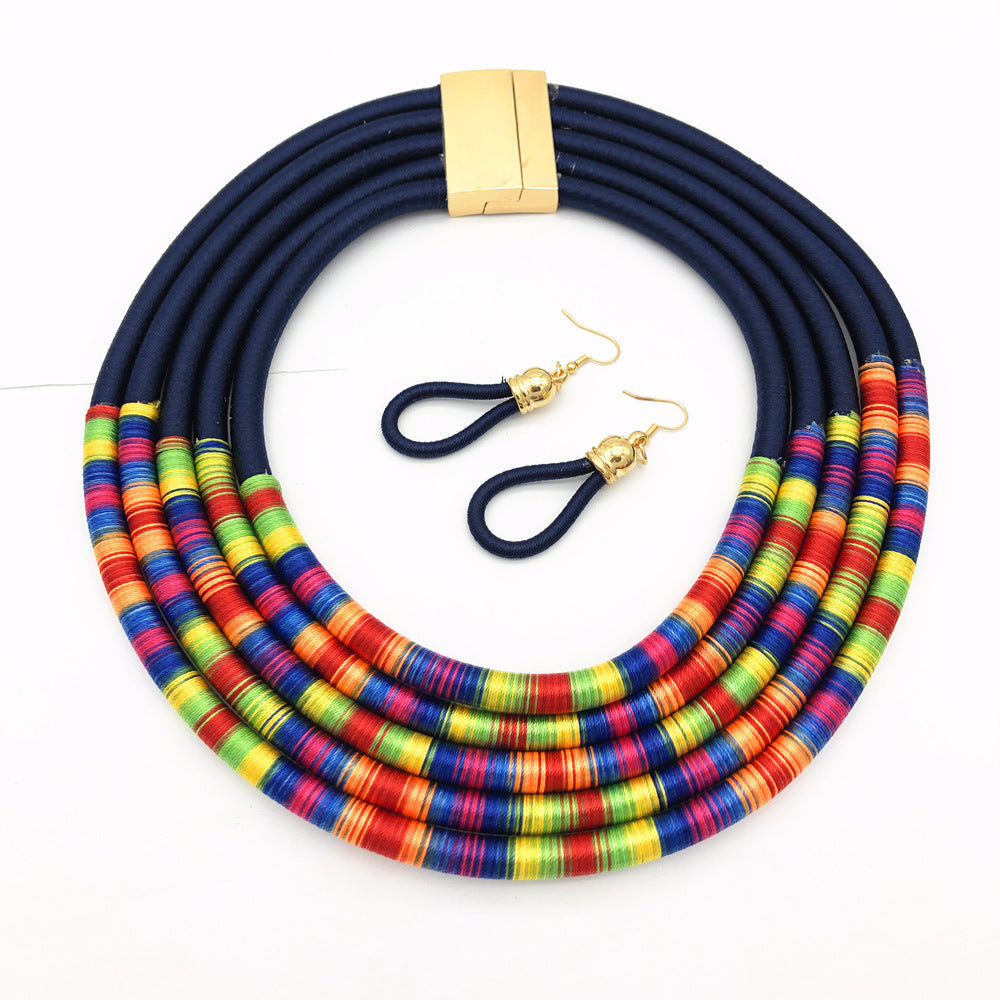 Ensembles de bijoux africains multicouches, colliers ras du cou, boucles d'oreilles