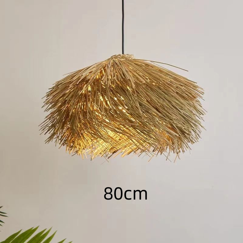 Plafonnier en rotin, Lustre vintage en rotin de style chinois - LUXARAH