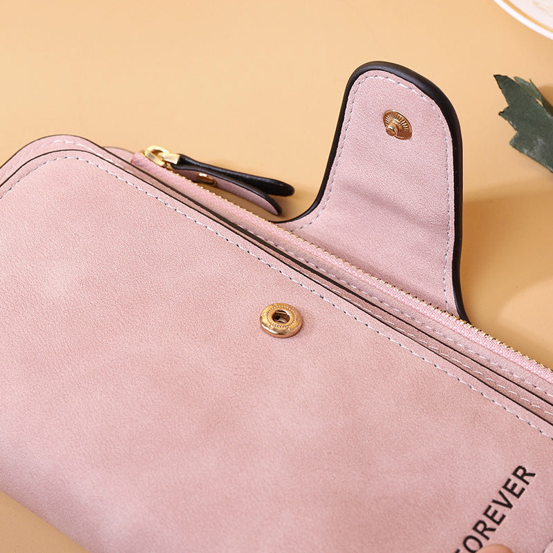 Portefeuille long à trois volets pour femme, nouvelle collection, sac tendance, porte-monnaie multi-cartes, tissu bicolore givré
