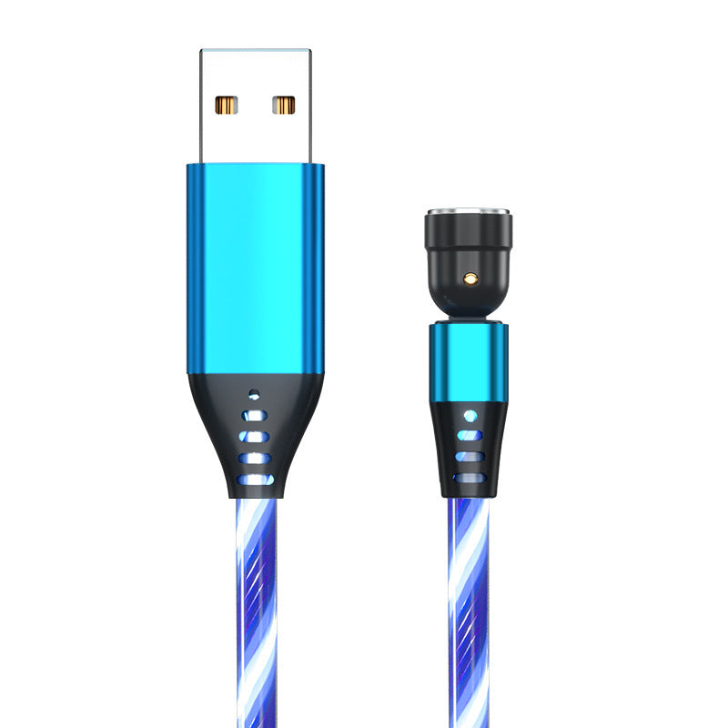 Câble magnétique lumineux rotatif 540° 3A pour recharge rapide de téléphone portable, compatible avec LED, micro USB type C, pour iPhone