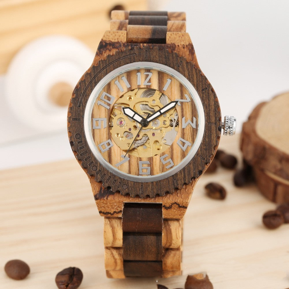 Montre mécanique automatique en bois de bambou avec cadran Creative Gear - LUXARAH