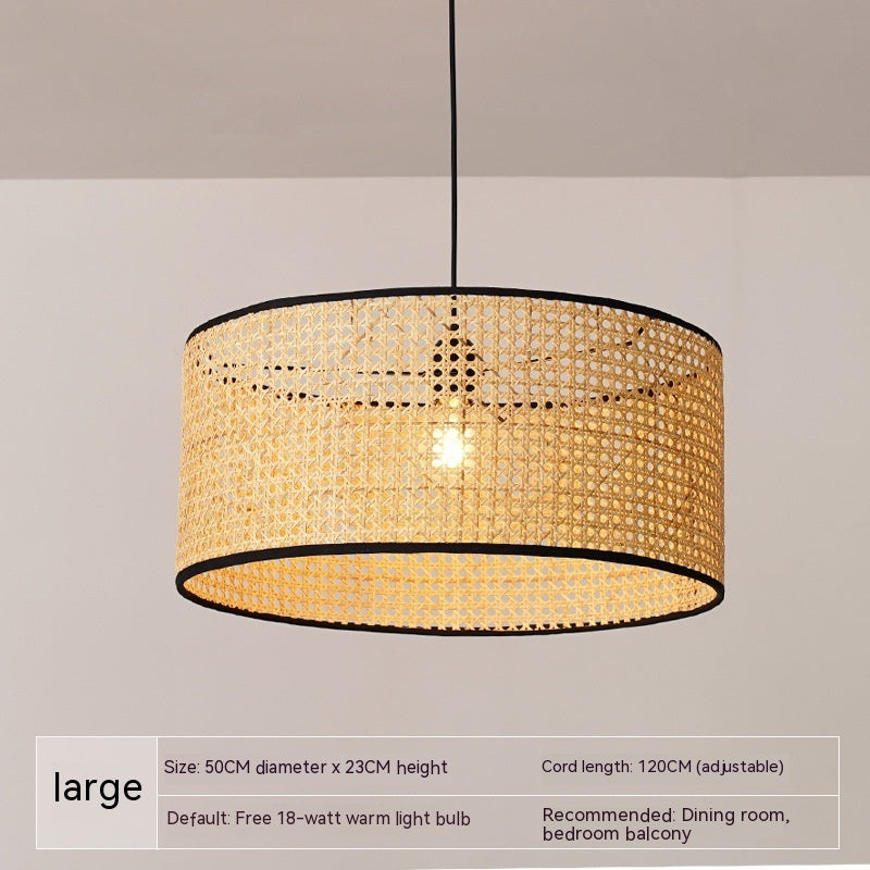 Plafonnier japonais en rotin style nordique pour chambre à coucher et salle à manger - LUXARAH