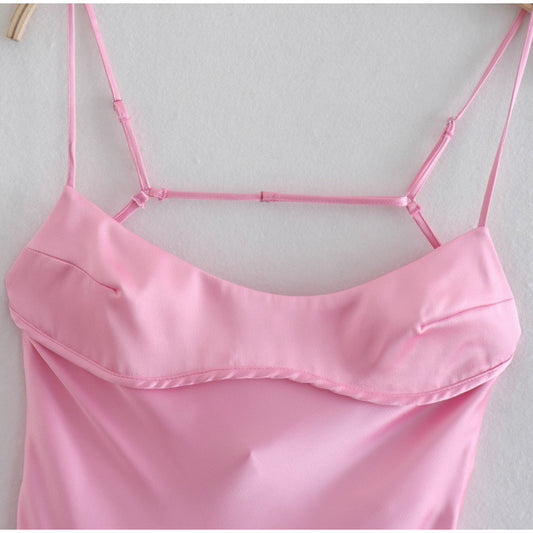 Robe longue en satin, élégante, sans manches, tenue de soirée, de vacances, sexy, décontractée, dos nu - LUXARAH