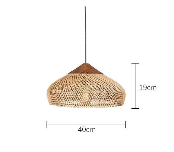 Lustre de salon vintage en bois et rotin tressé - LUXARAH