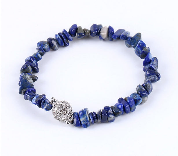 Bracelet en gravier naturel pour femme, aimanté, boucle boule en zircon, énergie irrégulière, pierre semi-précieuse - LUXARAH
