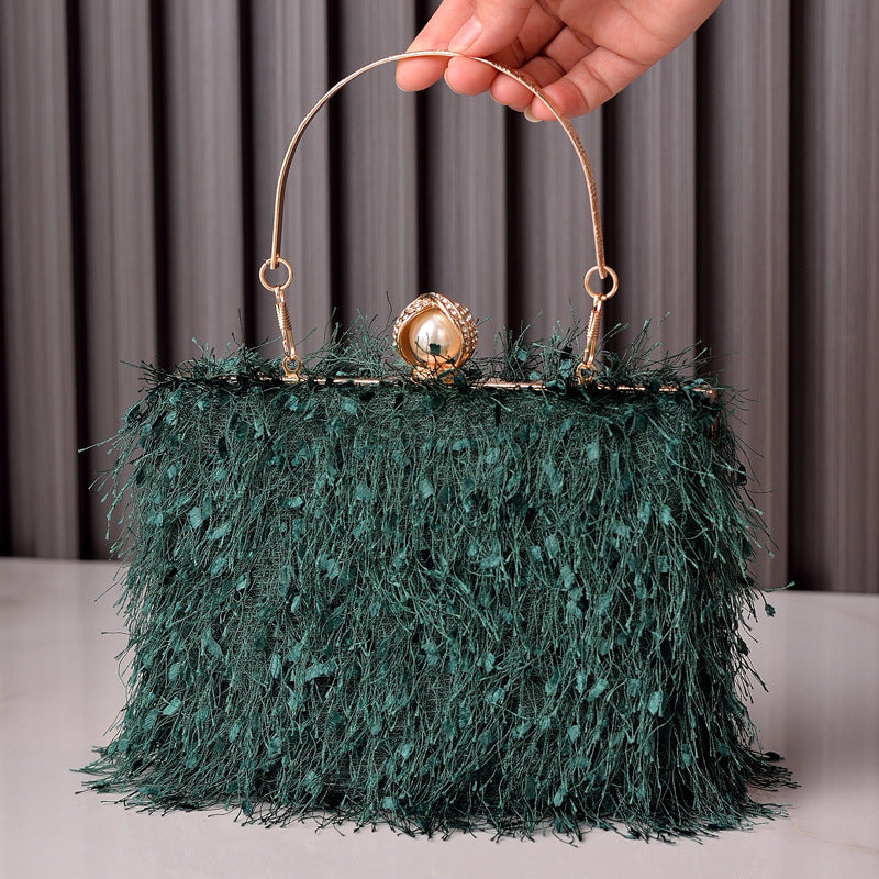 Sacs à main à pompon pour femmes, sac de soirée, sac de soirée, sac carré de luxe, sac à bandoulière pour dames - LUXARAH