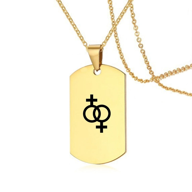 Collier en acier inoxydable avec inscription LGBT, symbole de la fierté gay, lesbienne et transgenre, pour hommes et femmes
