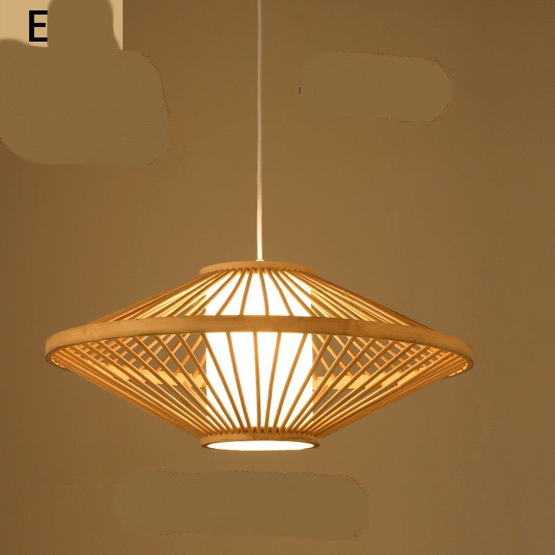 Lustre en bambou pour restaurant chinois, hôtel, famille d'accueil, chambre à coucher, balcon, lanterne, lampe à riz - LUXARAH
