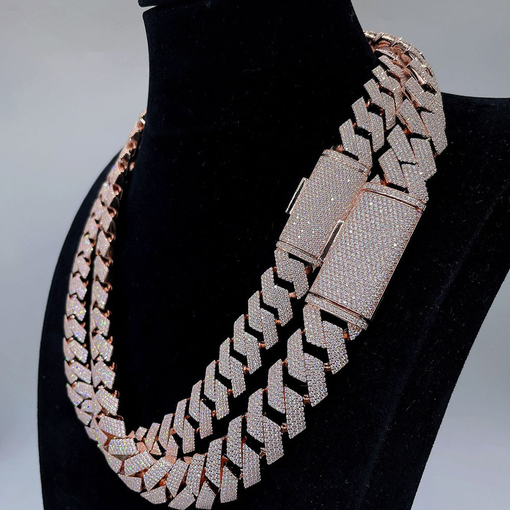 Collares de eslabones cubanos de plata S925 con moissanita