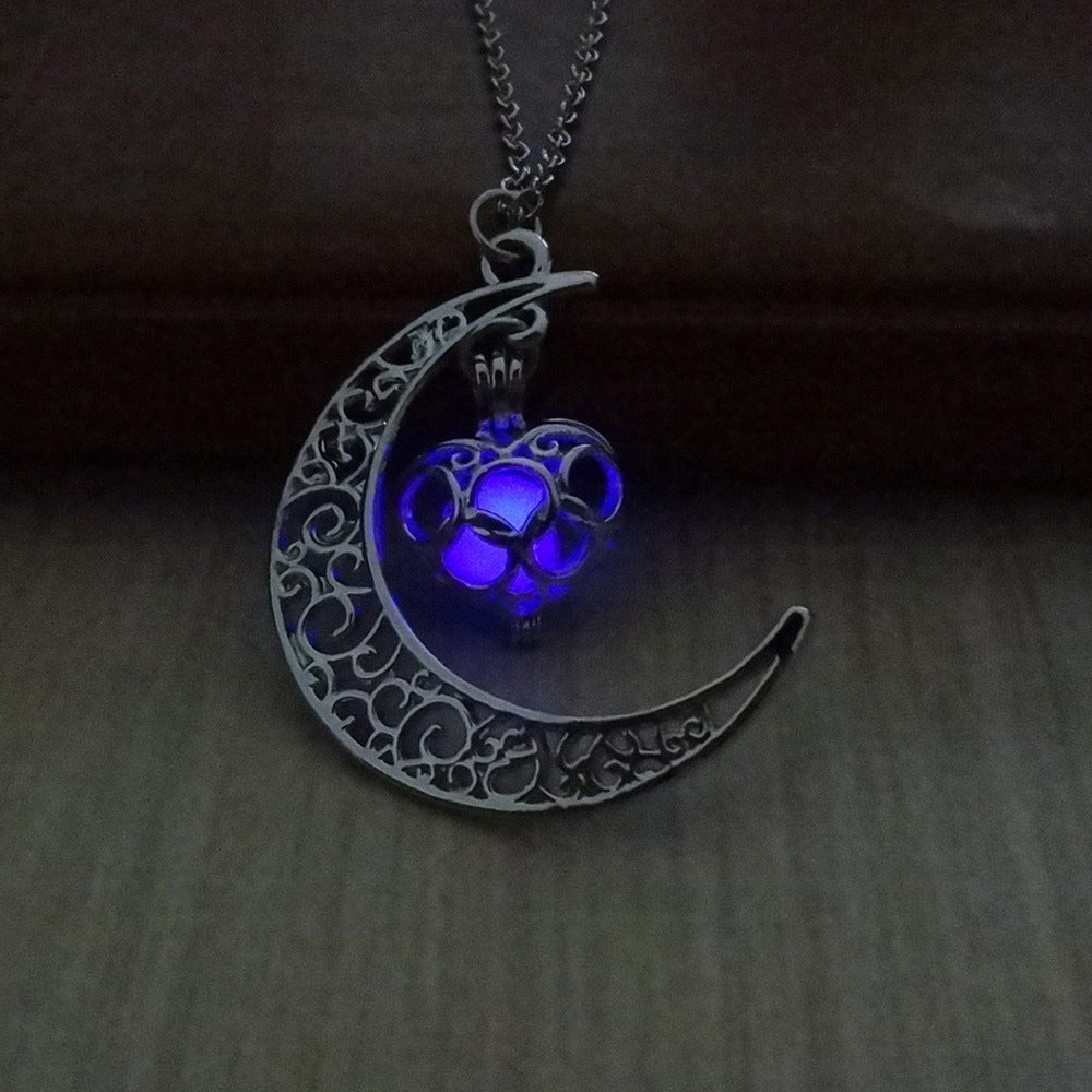 Colliers à pendentif lumineux, colliers à chaîne plaqués argent