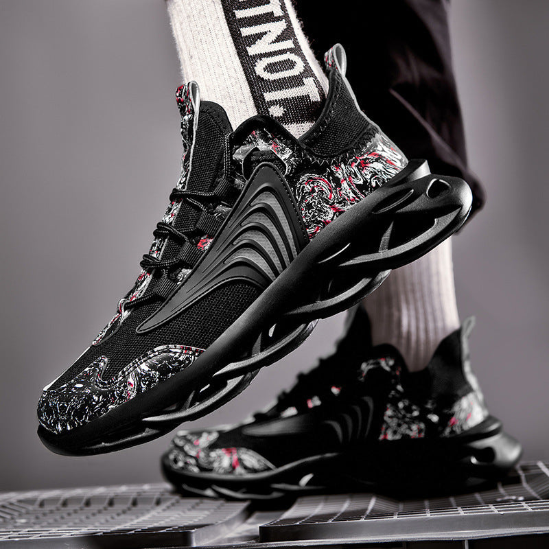 Chaussures de sport décontractées et respirantes en maille, style graffiti, pour la course à pied - LUXARAH