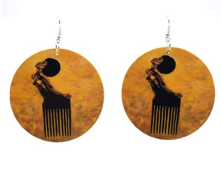 Pendientes de madera, Pendientes estampados, Africanos