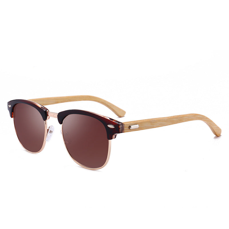Nouvelles lunettes de soleil tendance pour hommes, jambes en bambou classiques, miroir de conduite