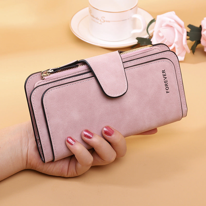 Portefeuille long à trois volets pour femme, nouvelle collection, sac tendance, porte-monnaie multi-cartes, tissu bicolore givré