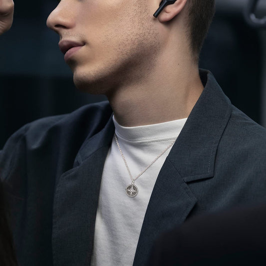 Colliers urnes en argent sterling 925 avec boussole et pendentif pour cendres - LUXARAH