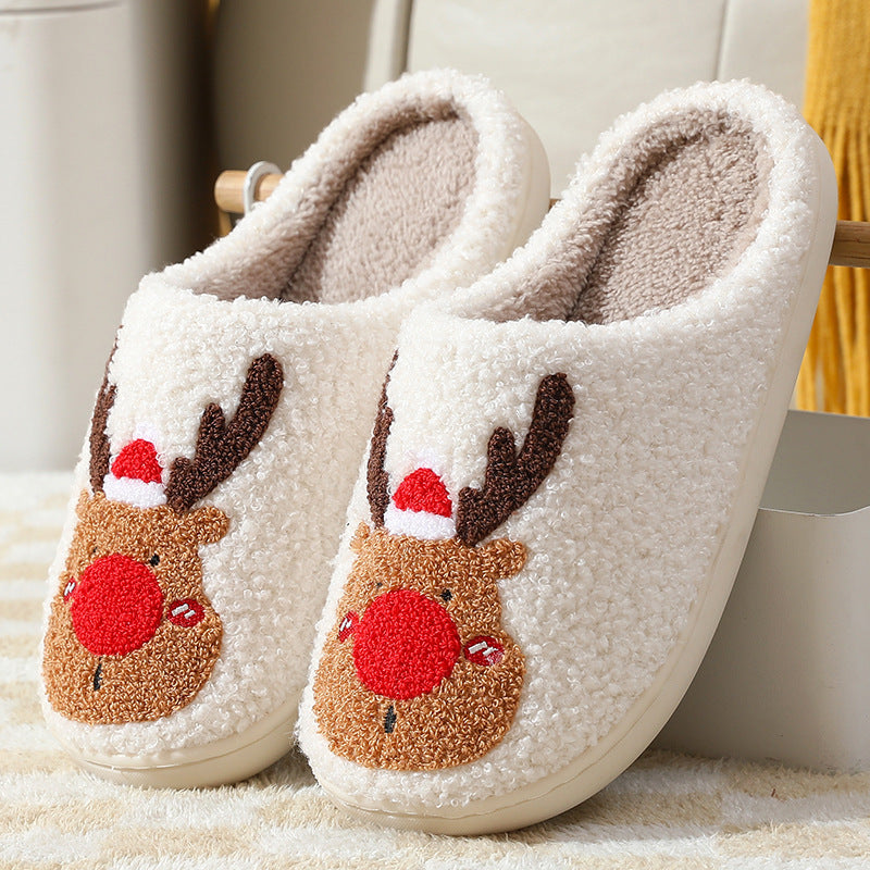 Chaussures de Noël, pantoufles d'hiver pour la maison, pantoufles de chambre douces et confortables, chaussures de maison à enfiler - LUXARAH