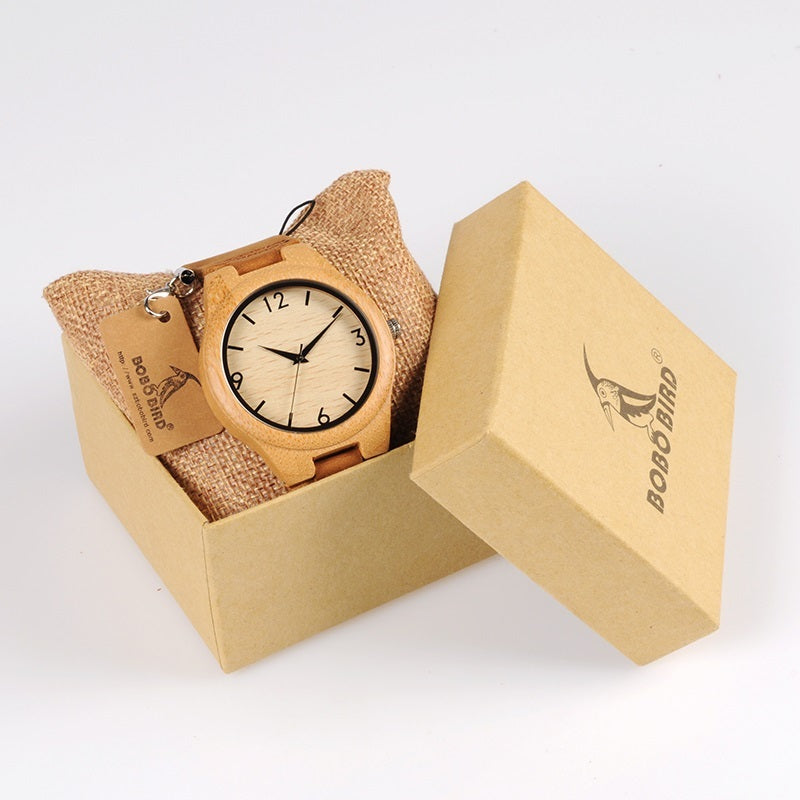 Ceinture en cuir pour montre en bambou - LUXARAH