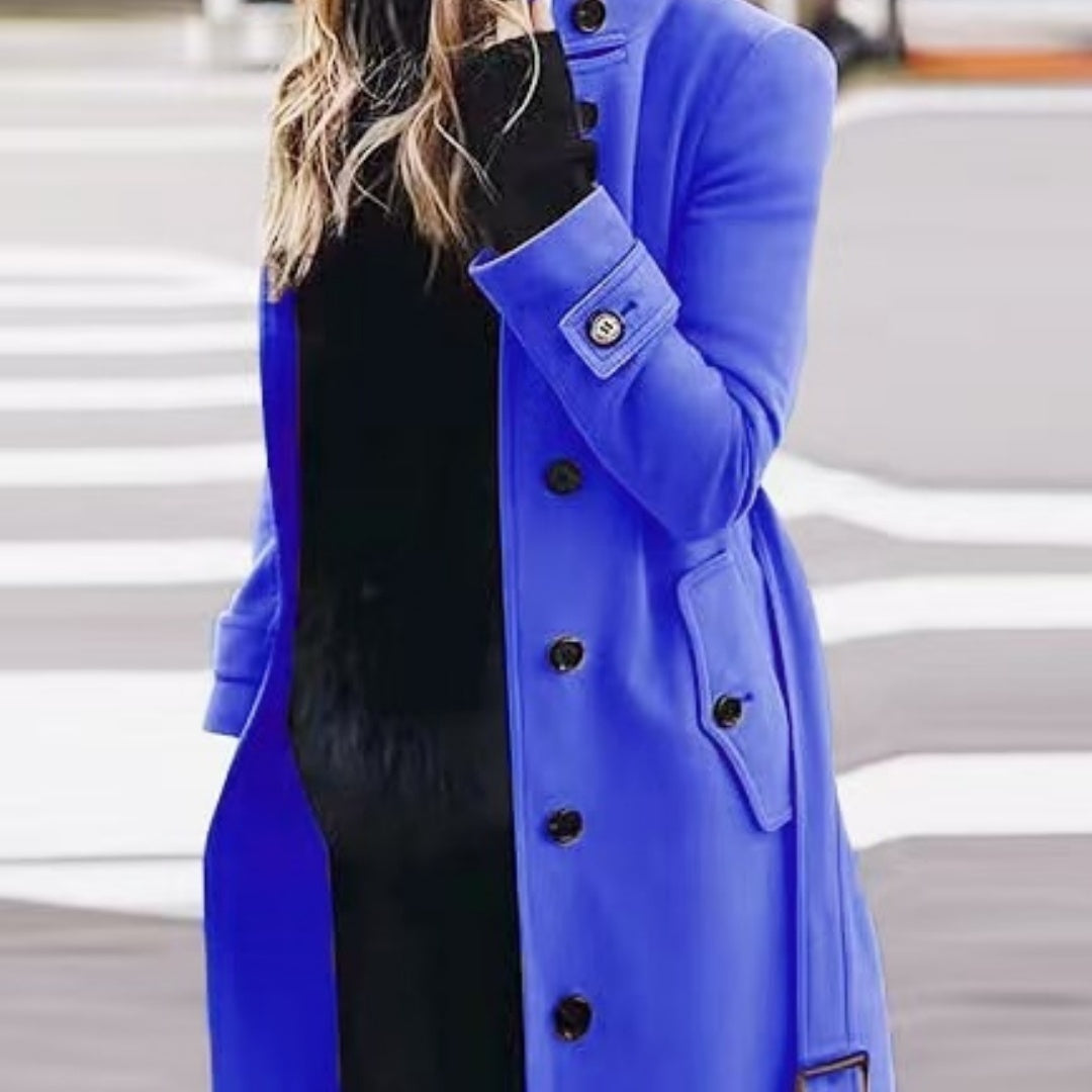Manteau en Laine Femme - Design Élégant, Coupe Slim, Manches Longues, Col Montant