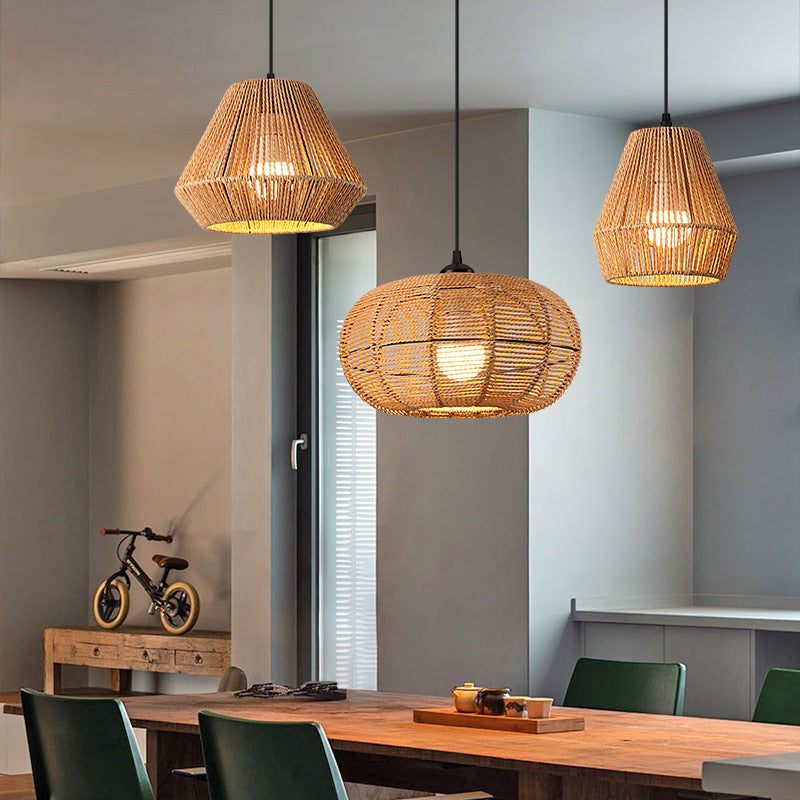 Nouveau lustre créatif en rotin tissé de style chinois - LUXARAH