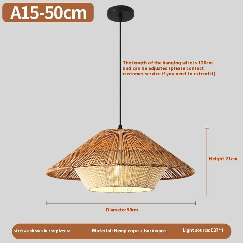 Nouveau lustre créatif en rotin tissé de style chinois - LUXARAH