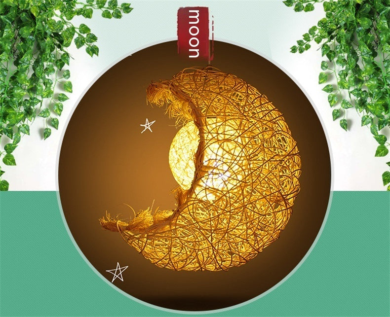 Lustre pastoral en rotin Yestar Moon