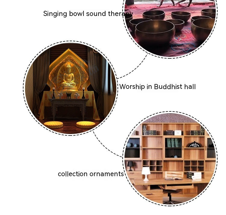 Bol de Bouddha fait main en cuivre tibétain avec carillon en pierre - LUXARAH