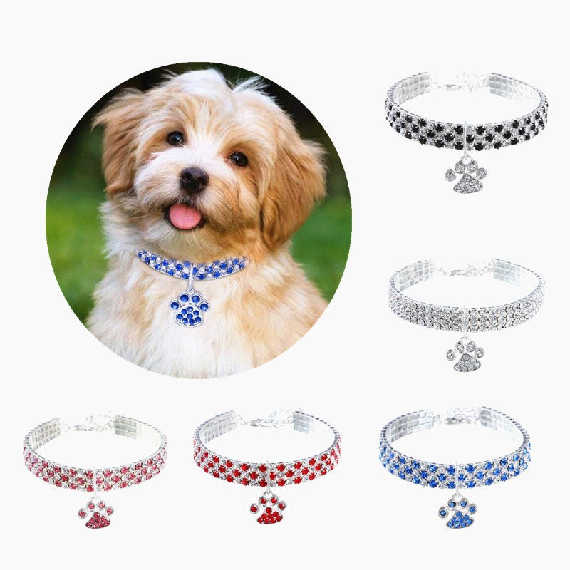Collier pour animal de compagnie avec diamants, accessoires pour chats et chiens de couleurs variées, griffes de chat, collier élastique pour chat et chien - LUXARAH