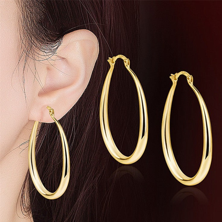 Bijoux Chic Boucles d'oreilles géométriques ovales en acier inoxydable - Élégance moderne et audacieuse