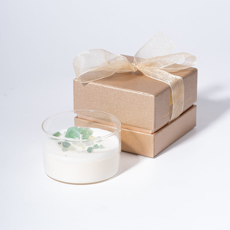 Bougie d'aromathérapie créative en cire de soja et pierre de cristal naturel