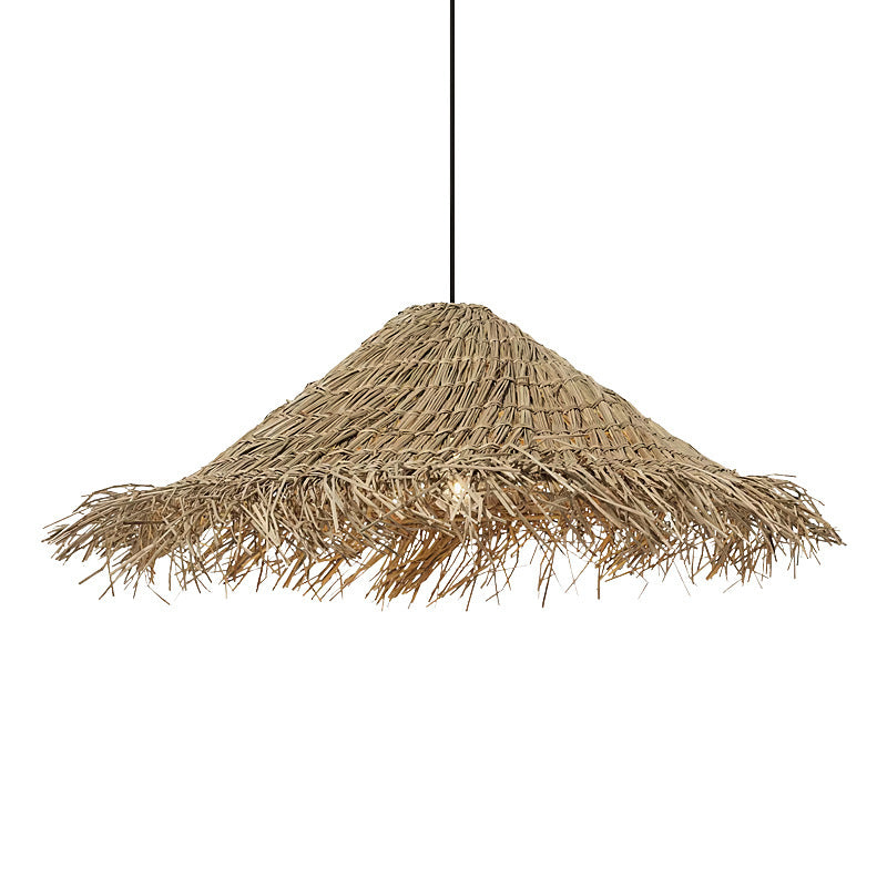Lampe en rotin chapeau de paille pour chambre à coucher - LUXARAH